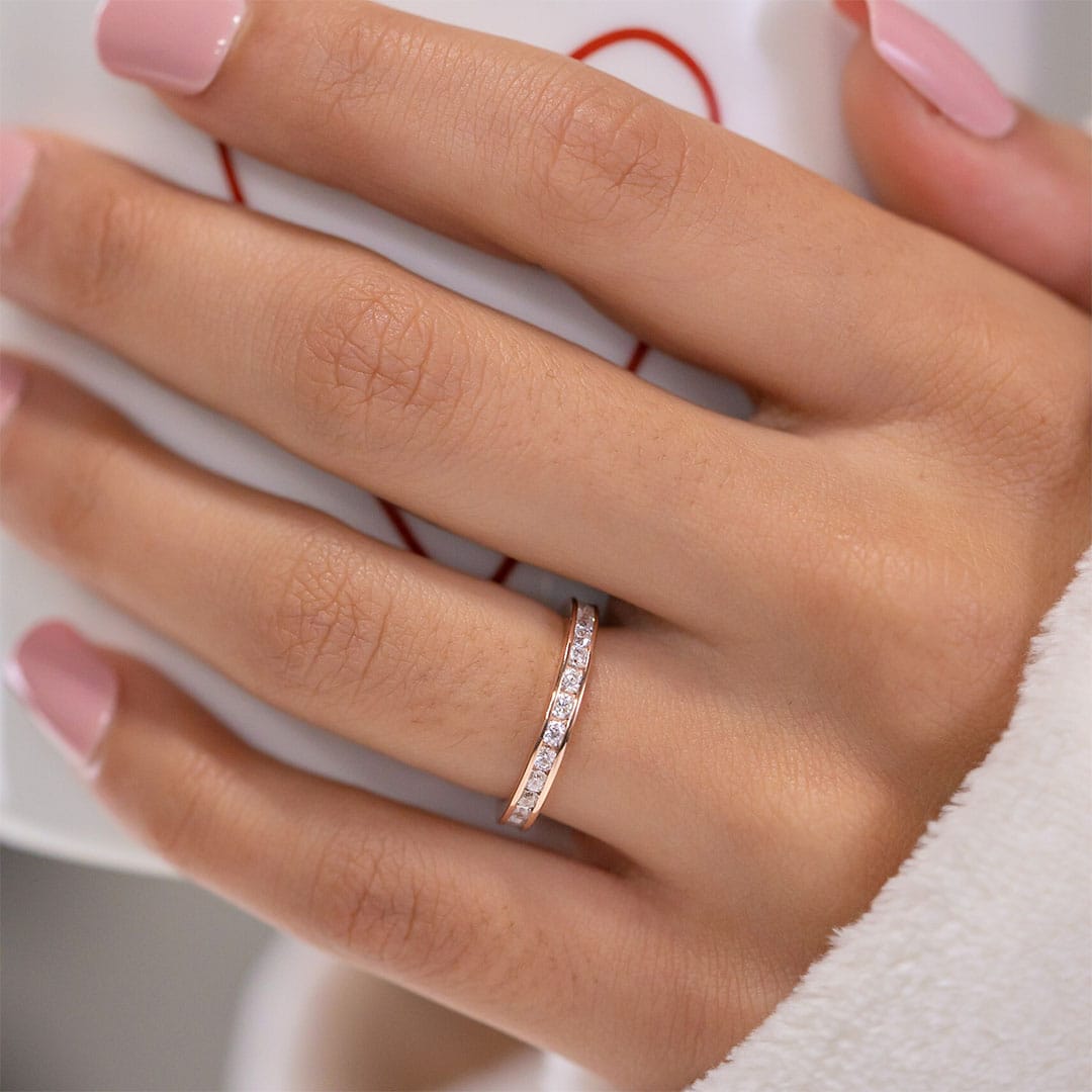 Pearich Rose Gold Eternity Promise Ring