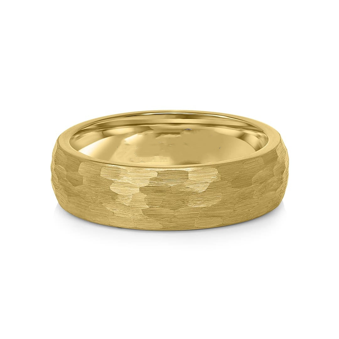 Pearich 6MM Gold Hammered Ring