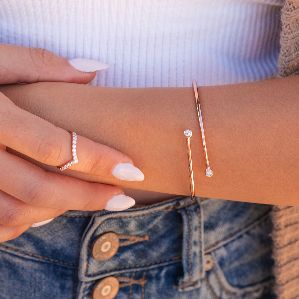 Pearich Rose Gold Open Bangle Bracelet