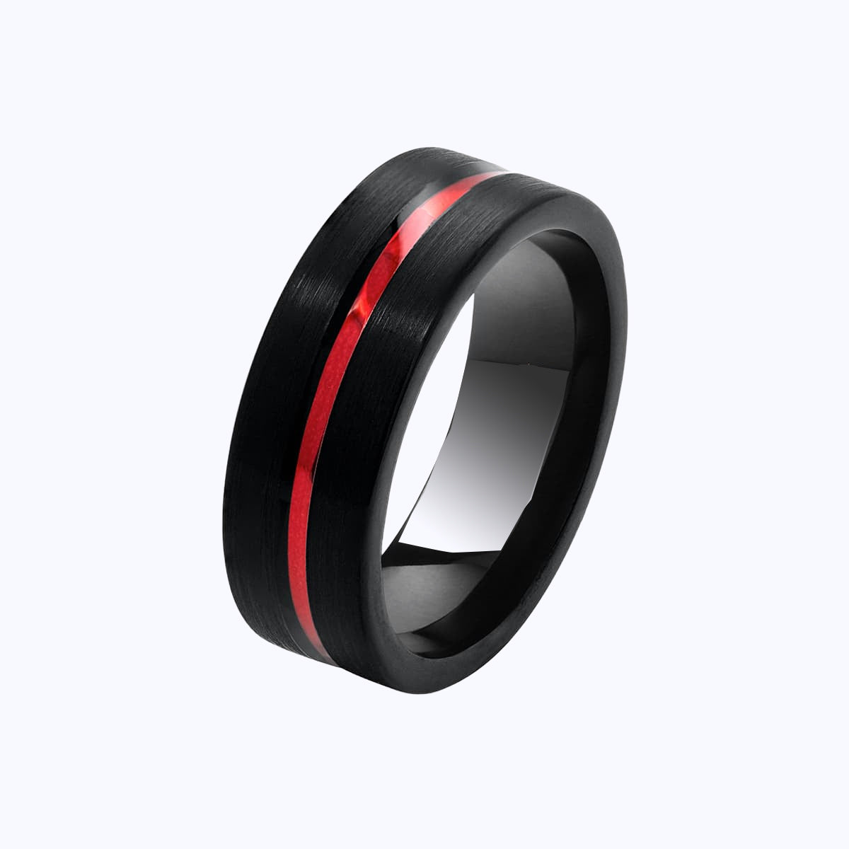 Pearich 8MM Tungsten Red Line  Ring