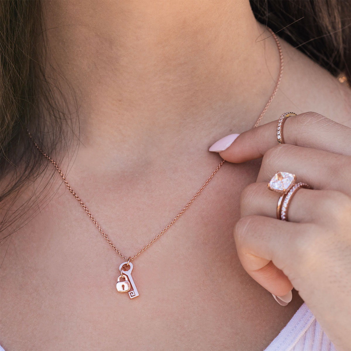 Pearich Rose Gold Lock & Key Necklace