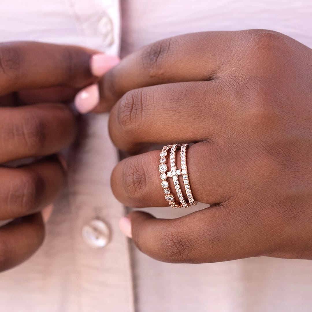 Pearich Rose Gold Half Eternity Ring