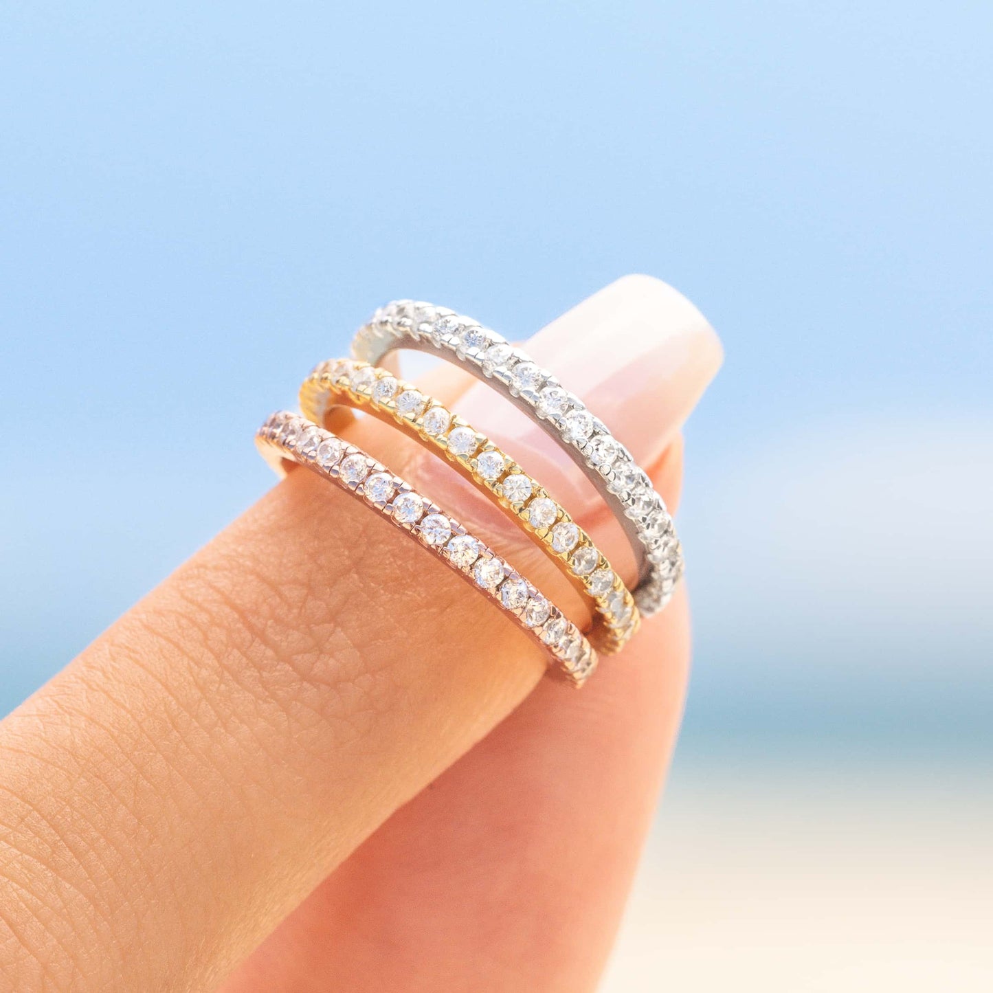 Pearich Gold Stackable Eternity Band Ring