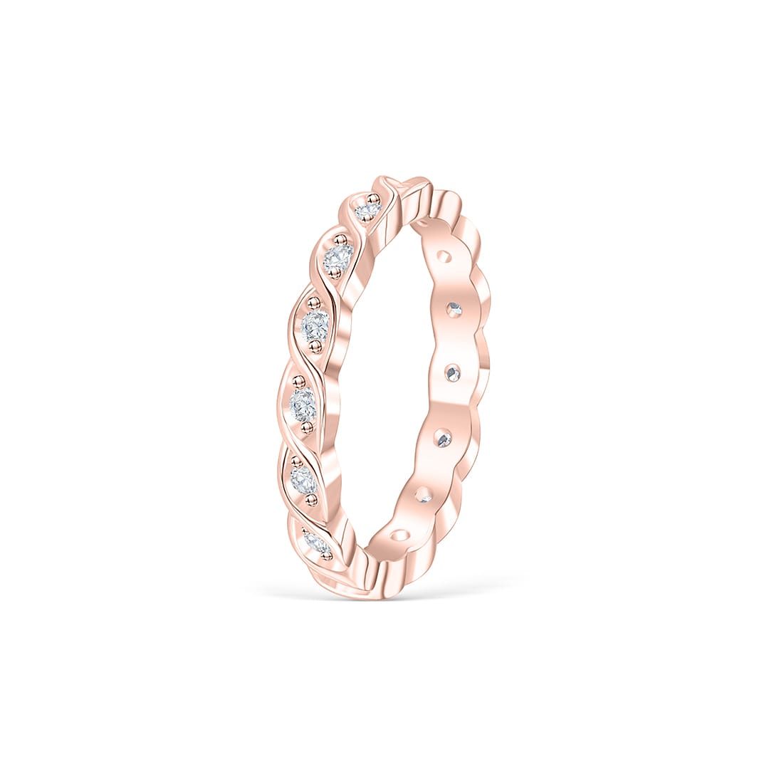 Pearich 18K Twist Eternity Band Ring- Rose Gold