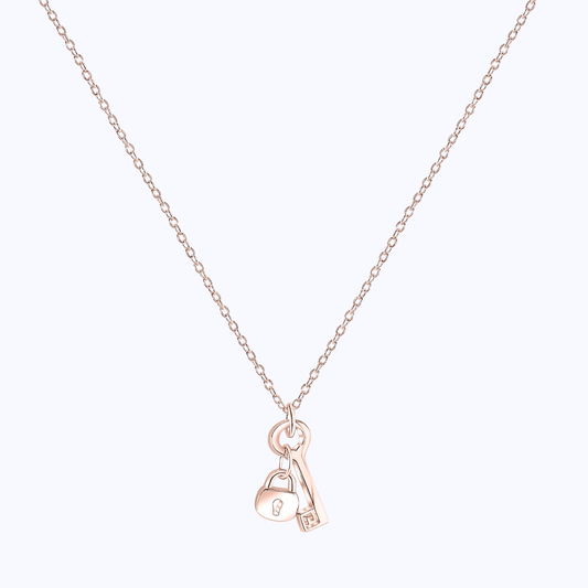 Pearich Rose Gold Lock & Key Necklace