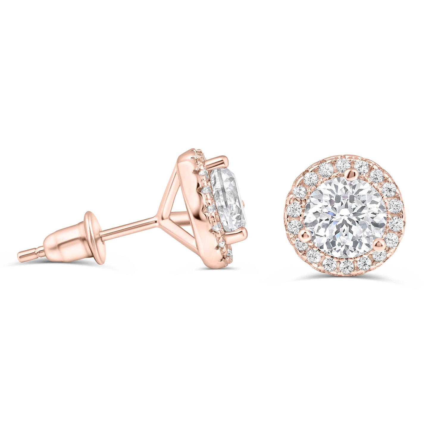 Pearich Rose Gold Halo Earrings