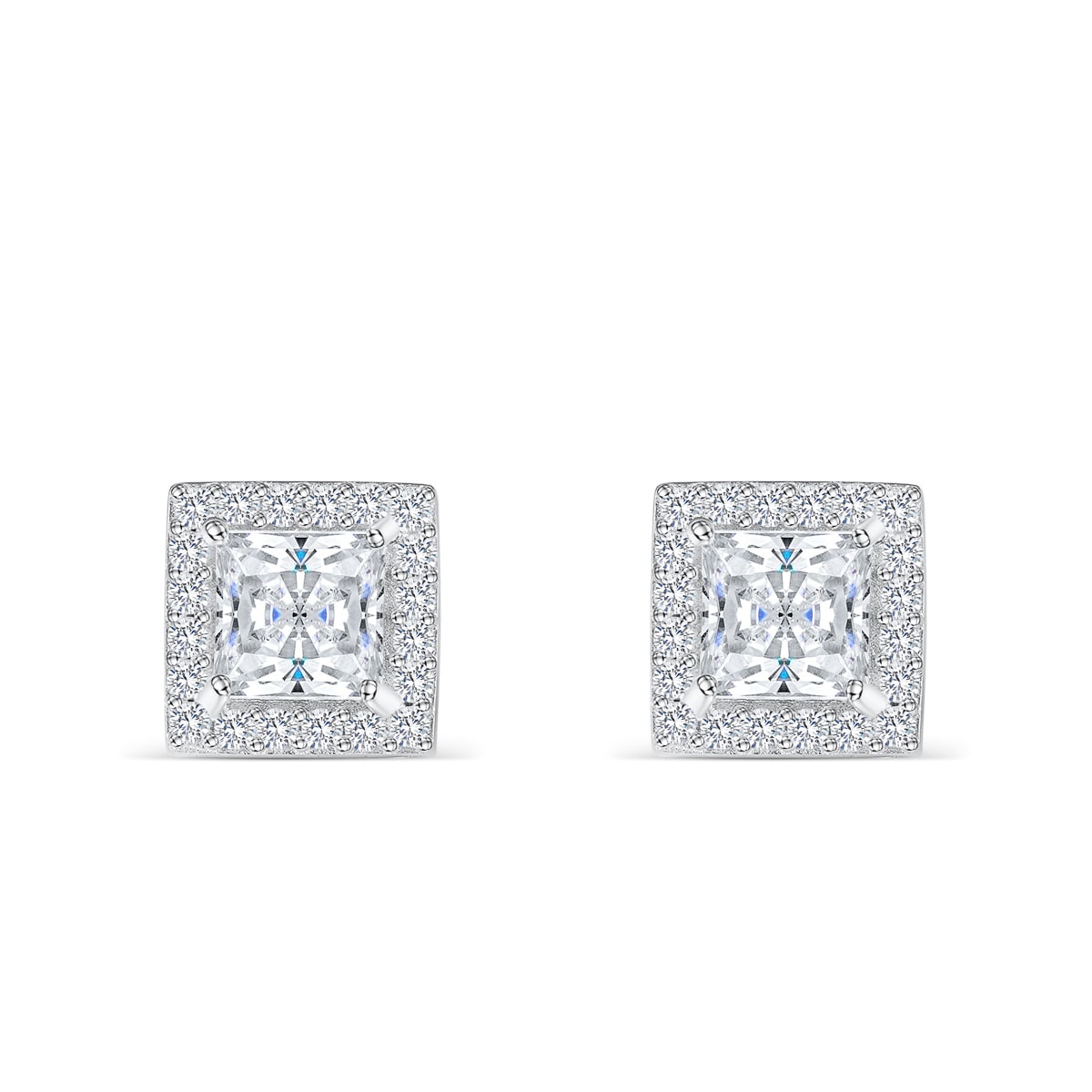 Pearich Princess Cut Halo Earrings