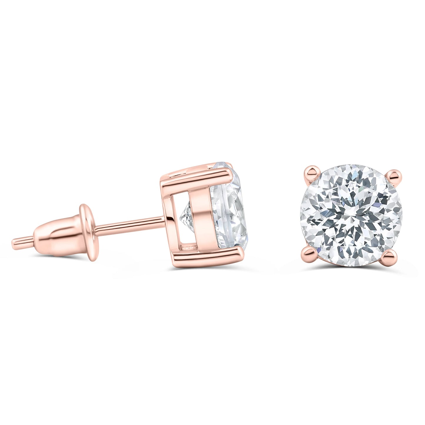 Pearich Rose Gold Round Wedding Earrings